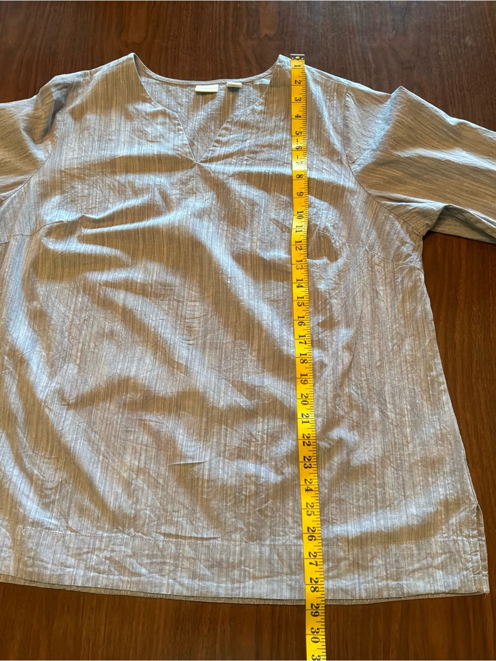 Westbound 100% cotton Lt Blue Split Neck Tunic embroidered 3/4 bell sleeve - Picture 7 of 8